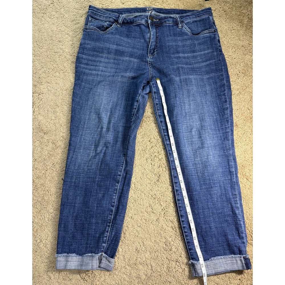 Kut from the Kloth Ankle Straight Leg Cuffed Jeans Women 20W Blue Denim - Picture 7 of 8
